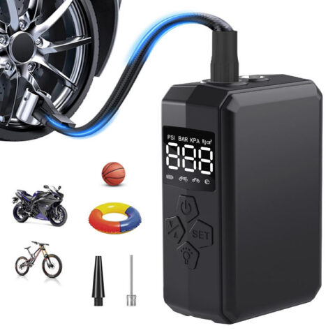 Hot Sale Pressure Monitor Electric Tire Inflator Portable Bike Motorcycle Car Ball Mini Air Pump With Pressure Gauge LED Light